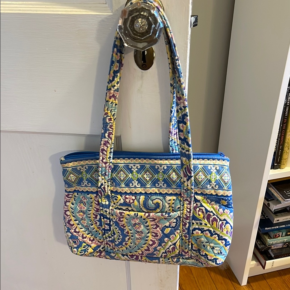Vera Bradley Blue and Pink Shoulder Bag with Quilted Fabric